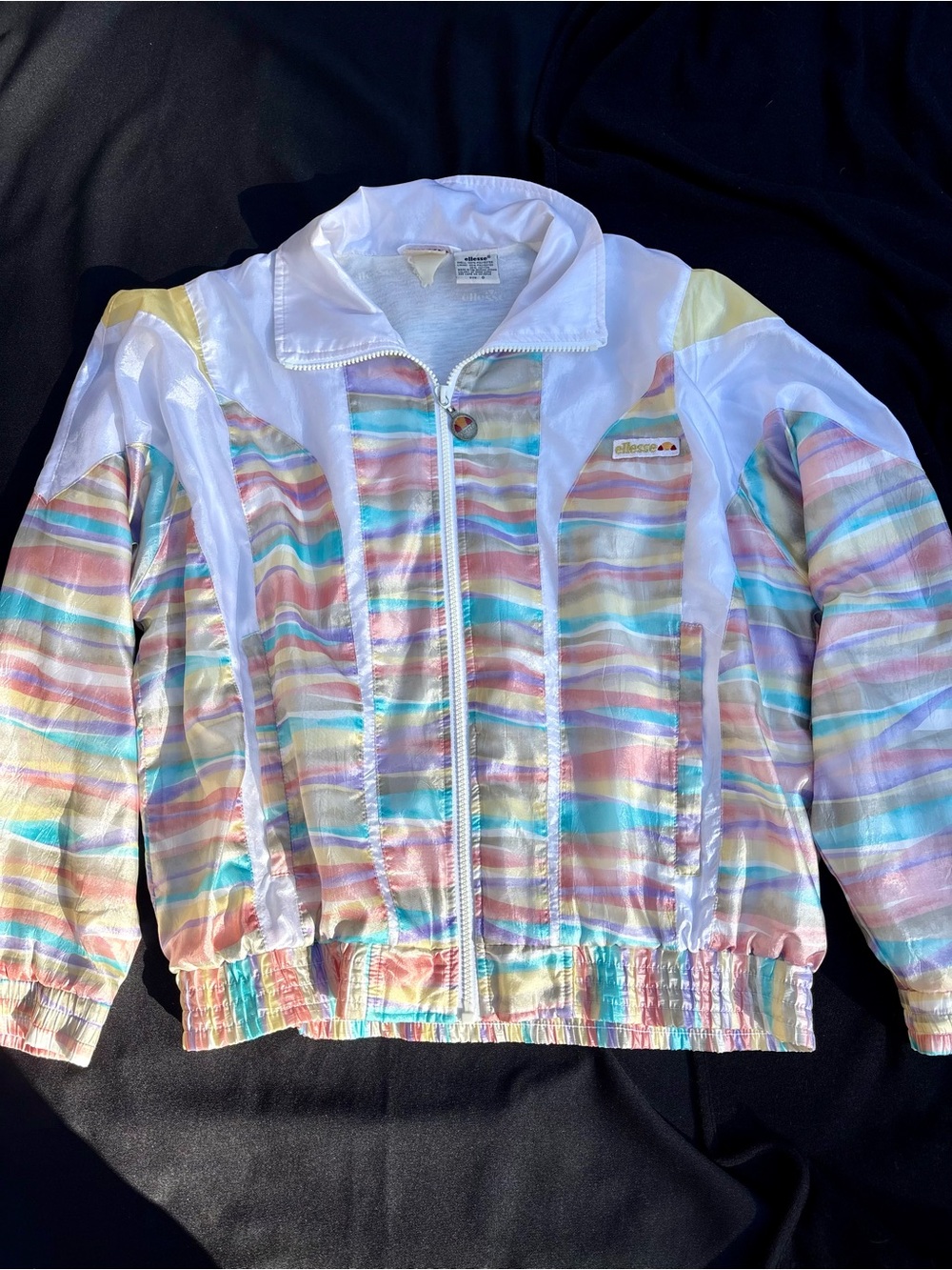 Vintage Ellesse Full Zip Track Jacket Pastel Wave Colorblock Sportswear